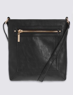 Faux Leather Zip Across Body Bag